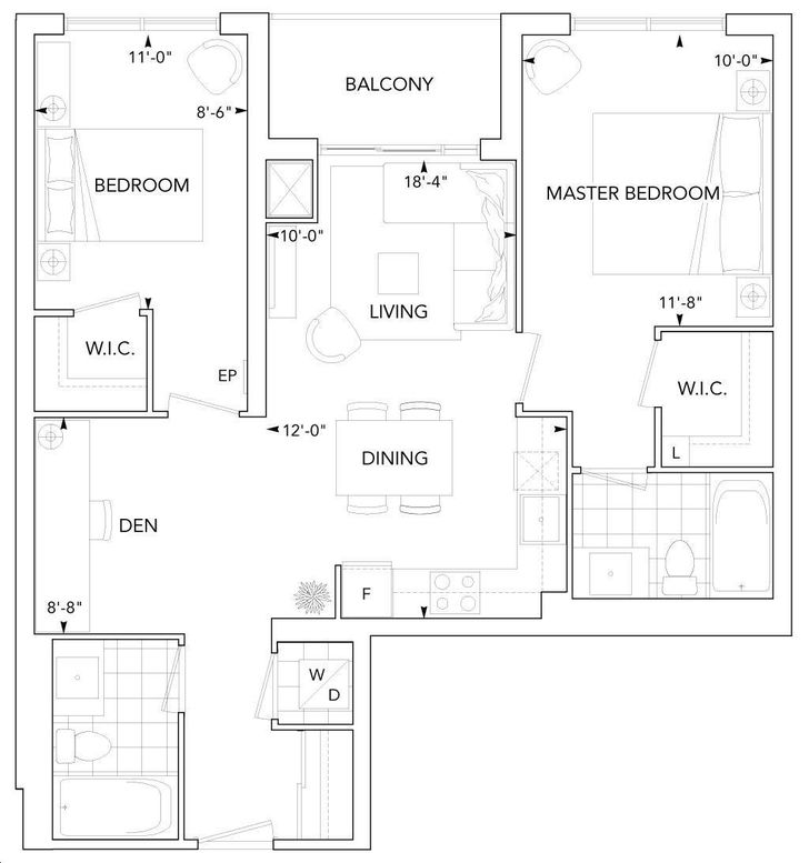 Parkside at Atria Condos by Tridel 2R+D Floorplan 2 bed