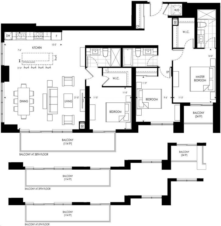 Pavilia Park Towers by Times-Group-Corporation |3H Floorplan 3 bed & 3 bath