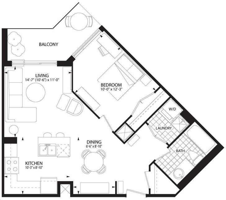 Perspective Condos by Pianosi Vista B Floorplan 1 bed & 1