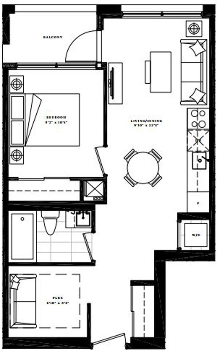 Peter and Adelaide Condos by Graywood |Victoria Floorplan 1.5 bed & 1 bath