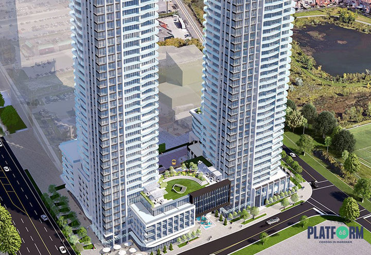 Platform 68 Condos Aerial View of Lower Levels and Rooftop Terrace