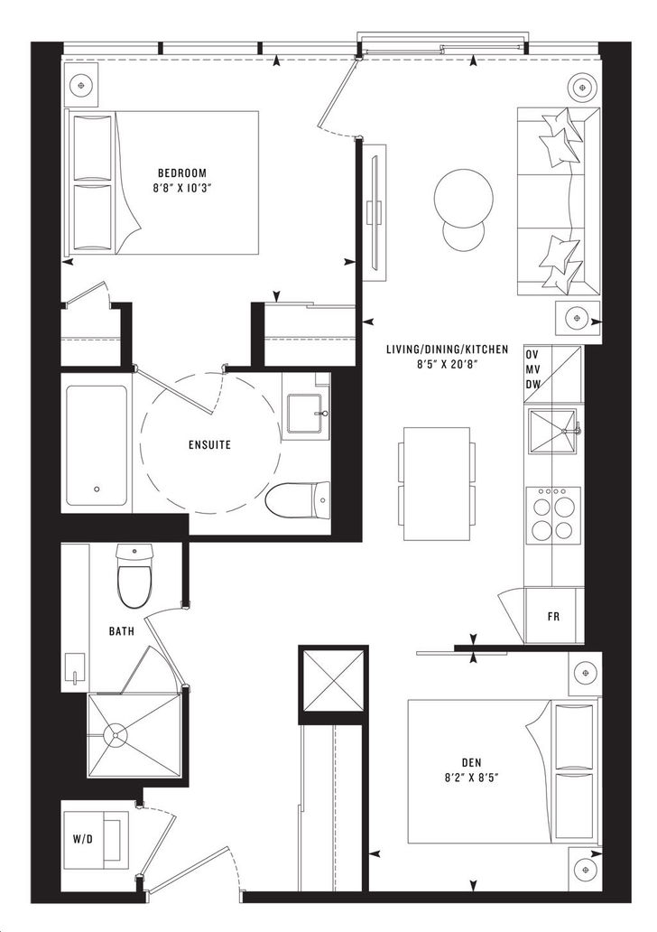 Prime Condos by CentreCourt |Prime 610 (B) Floorplan 1 bed & 2 bath