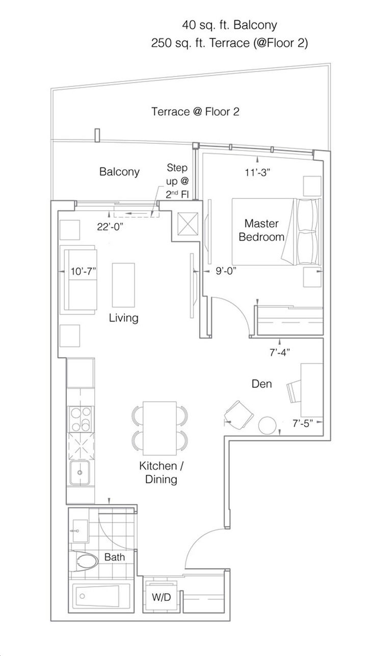 Promenade Park Towers by Liberty |1A+D Floorplan 1 bed & 1 bath