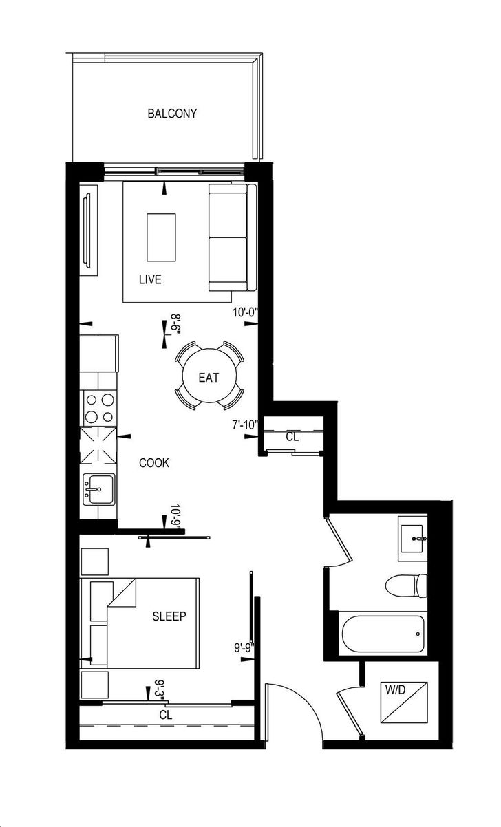 QA Condos by Context |1B-21 Floorplan 1 bed & bath