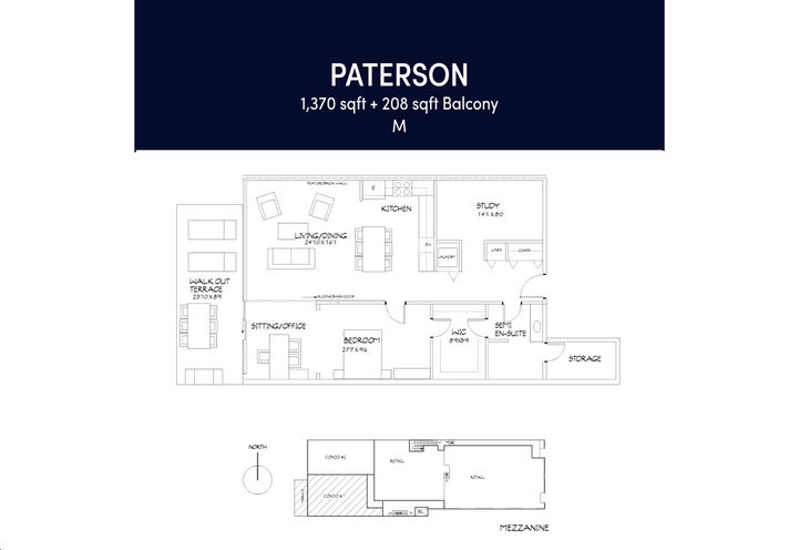 Regent Condos Collingwood- Paterson Three Bedroom with Balcony Sample Floorplan