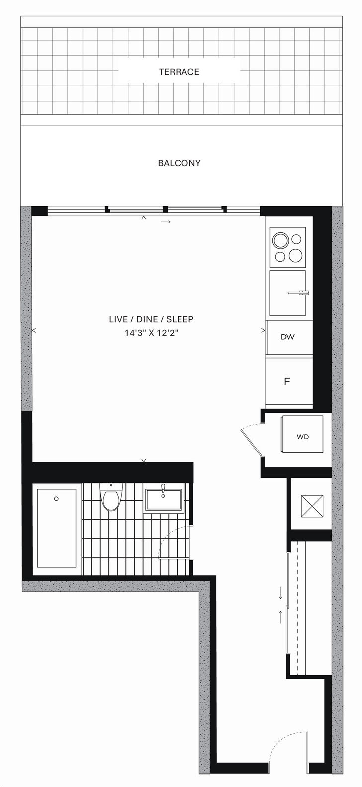 Reine Condos by Lamb |Studio 18 Floorplan 0 bed & 1 bath