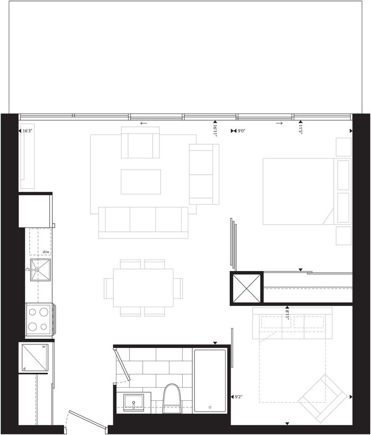 River City 2 Condos by Urban-Capital |RC2_CY2 Floorplan 1 bed & 1 bath