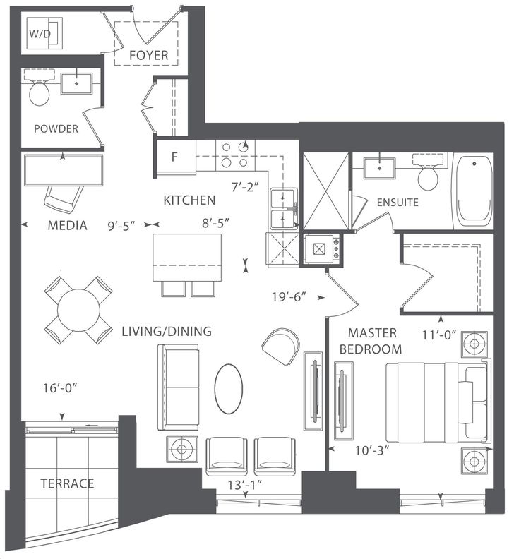 Riverhouse Condos at The Old Mill by Lanterra |strath Floorplan 1 bed ...