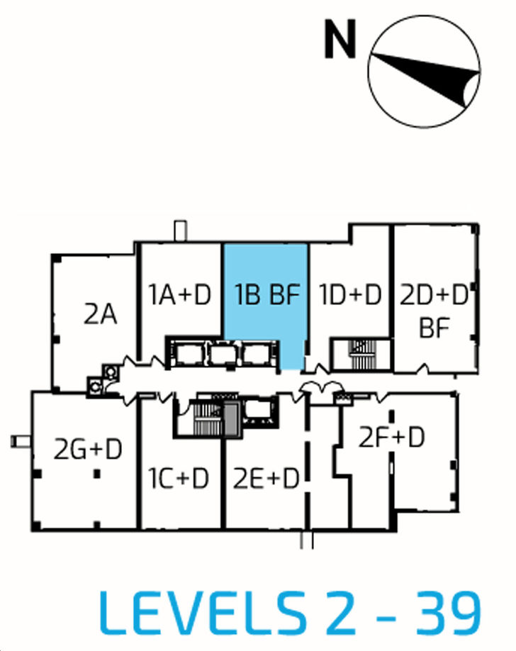 Riverview Condos 2 B/1B BF Key Plan