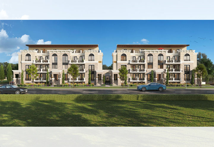 Royal Tuscan - Masterpiece Townhomes Street Level View of Exteriors