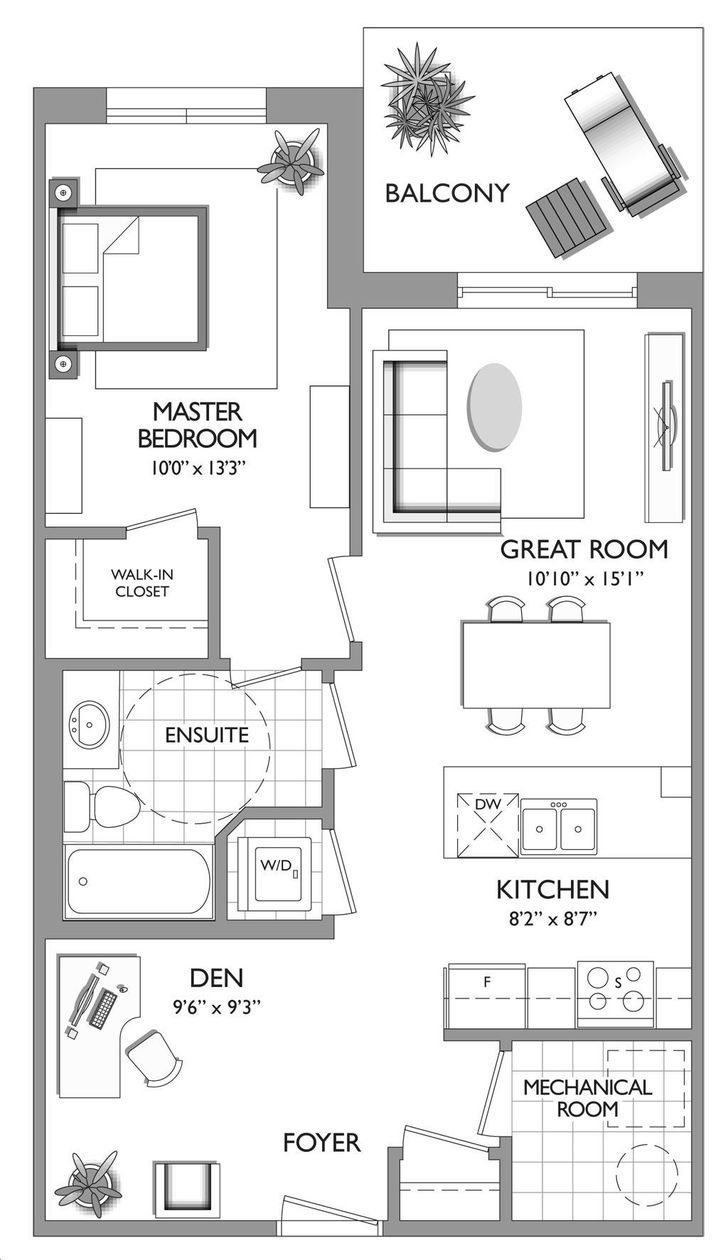 Royal Windsor Condos by Sherwood |The Viscount Floorplan 1 bed & 1 bath