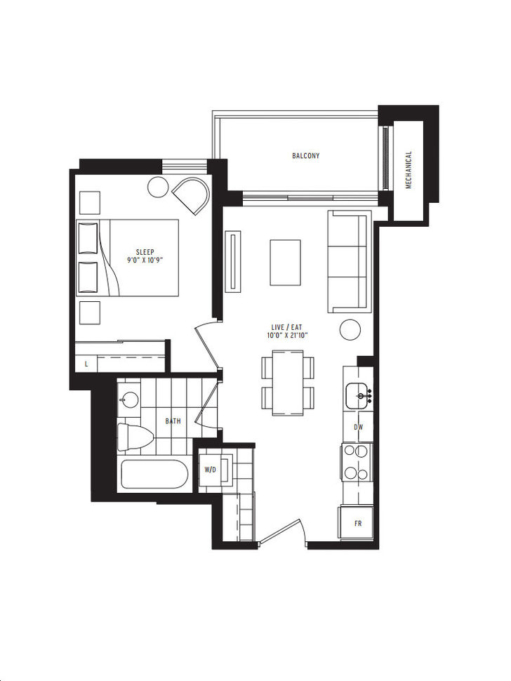 SCOOP Condos by Graywood |A1 Floorplan 1 bed & 1 bath