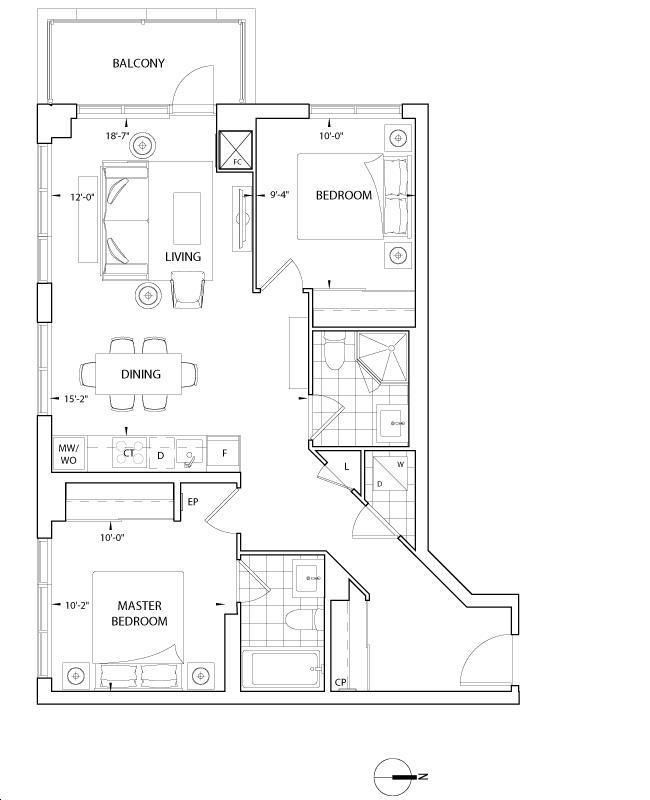 SQ at Alexandra Park by Tridel |2MR Floorplan 2 bed & 2 bath