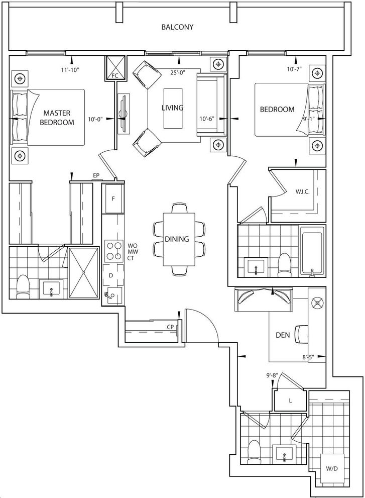 SQ2 Condos by Tridel 2M+D Floorplan 2 bed & 2 bath