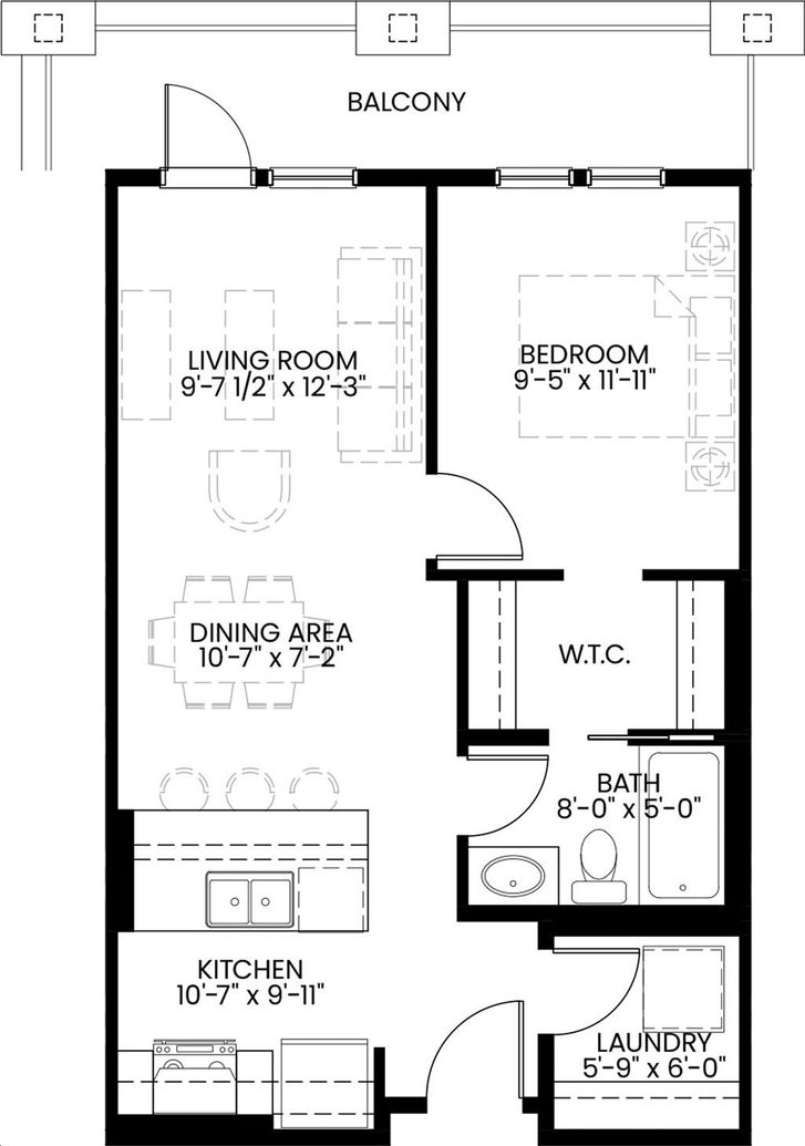 Sandgate Condos by Hopewell |Ba-02 Floorplan 1 bed & 1 bath