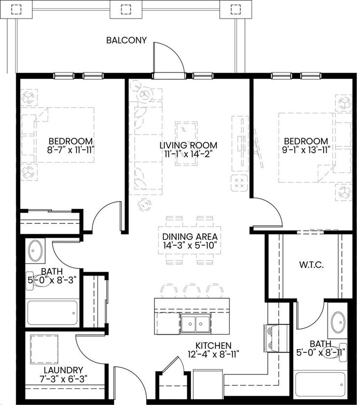 Sandgate Condos by Hopewell |P-02 Floorplan 2 bed & 2 bath