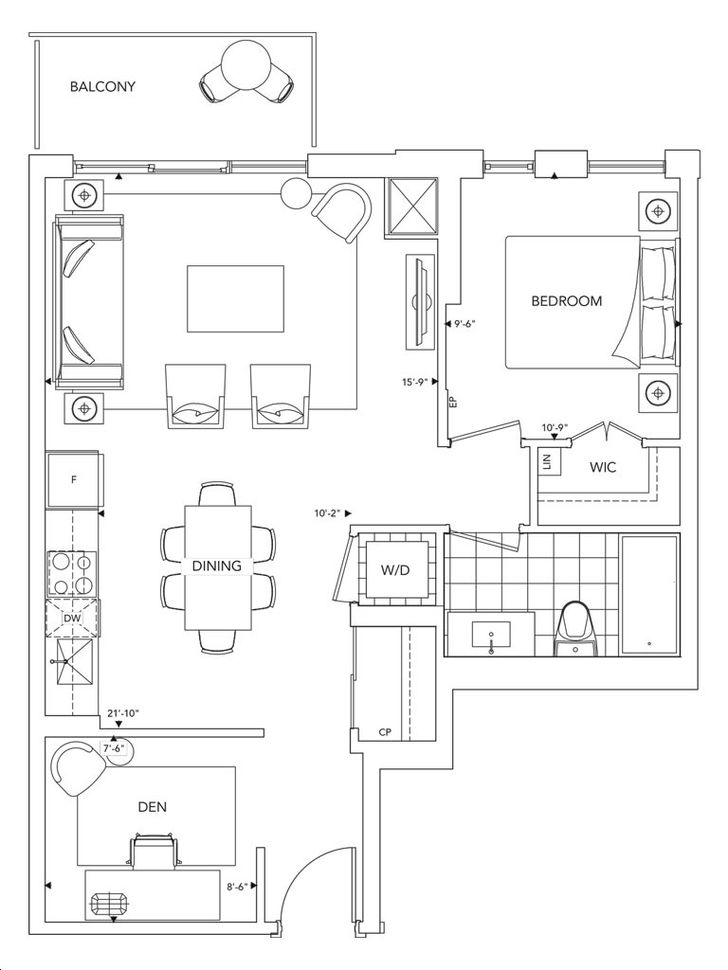 Scala Condos by Tridel |1AB+D Floorplan 1 bed & 1 bath