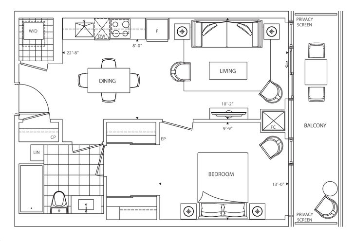 Scala Condos by Tridel |1G Floorplan 1 bed & 1 bath