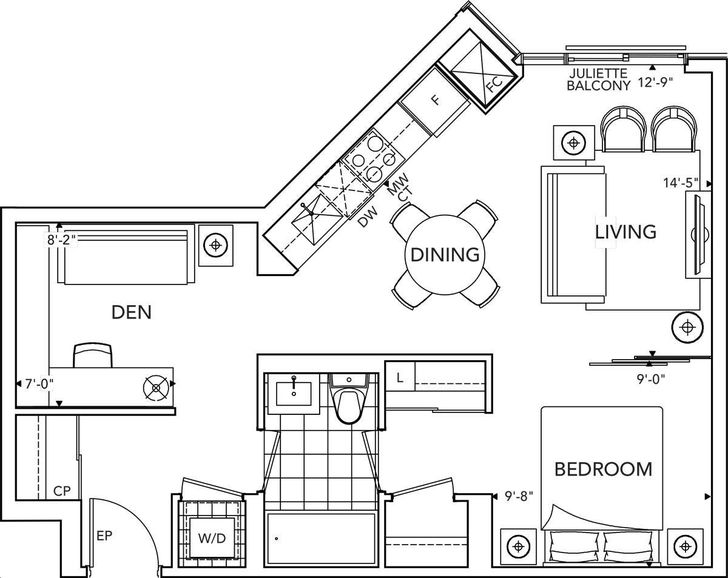 Scala Condos by Tridel |1L+D Floorplan 1 bed & 1 bath