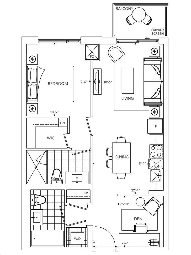 Scala Condos by Tridel |1Q+D Floorplan 1 bed & 2 bath