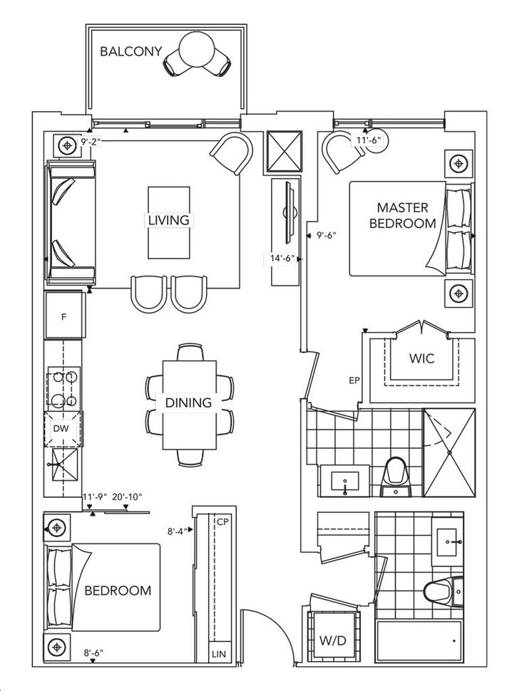 Scala Condos by Tridel |2AA Floorplan 2 bed & 2 bath