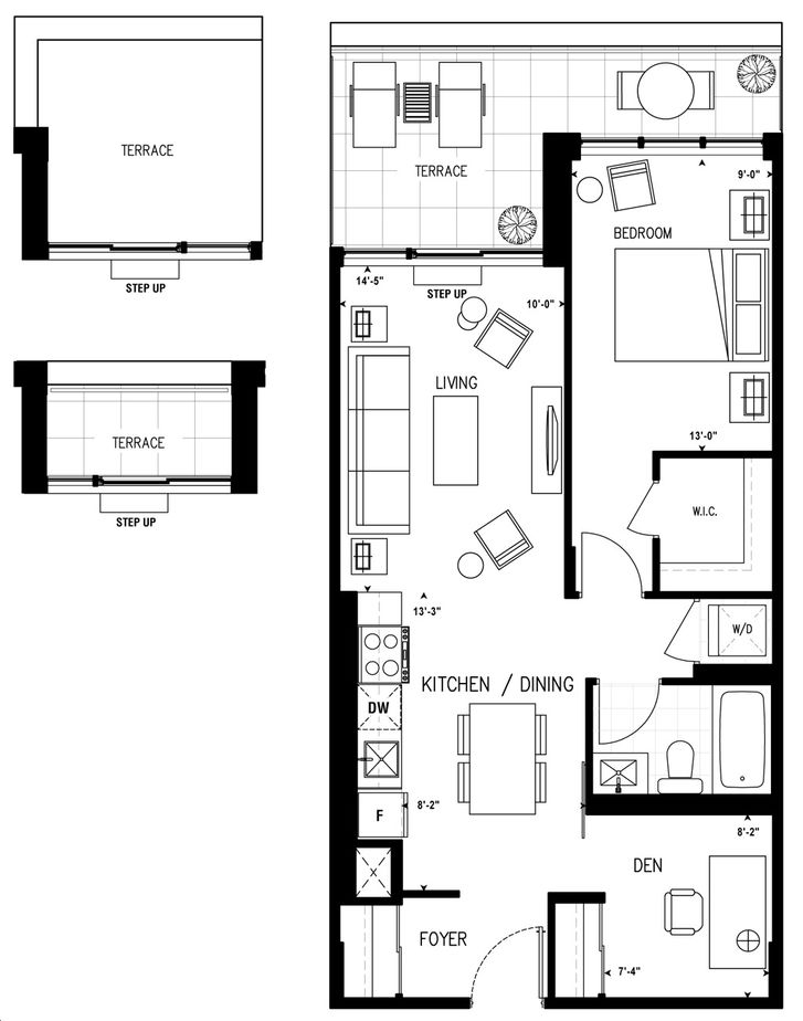 South District Condos by Queensgate |Suite 1F+D-T Floorplan 1 bed & 1 bath