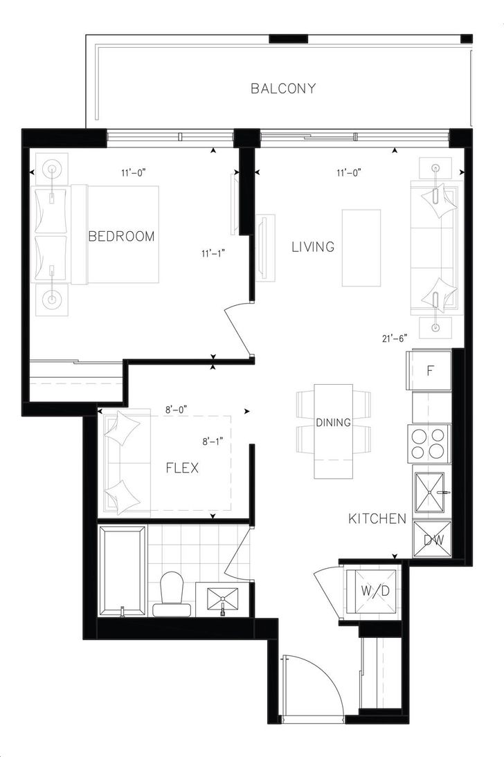 Stella Condos 2 by I2-Developments |1F+F Floorplan 1 bed & 1 bath