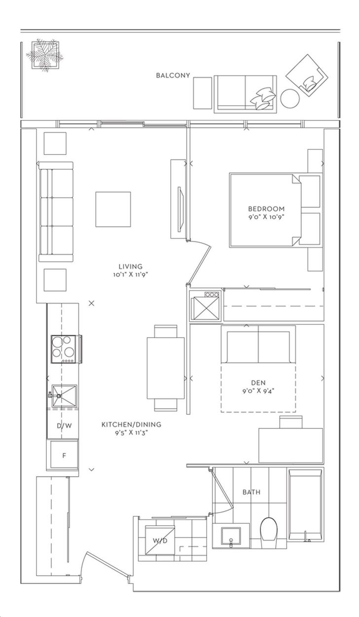 Sugar Wharf Condos 2 by Menkes Bend Floorplan 1 bed & 1 bath