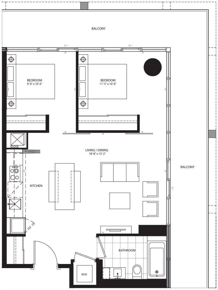 Tableau Condos by Urban-Capital |T6 Floorplan 2 bed & 1 bath