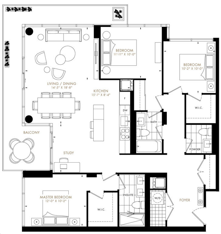 Tanu Condos by Edenshaw |3-B (Upper Park Collection) Floorplan 3 bed ...