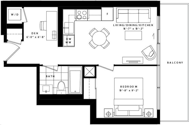 Teahouse Condos by Lanterra |Crimson Floorplan 1 bed & 1 bath