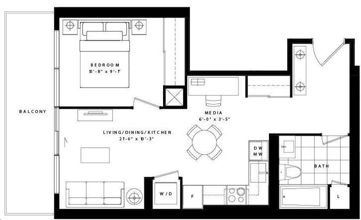 Teahouse Condos by Lanterra |Pure Floorplan 1 bed & 1 bath