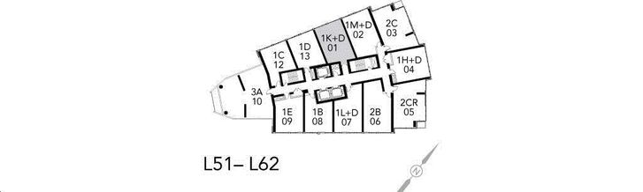 Ten York Condos 1K+D Key Plan