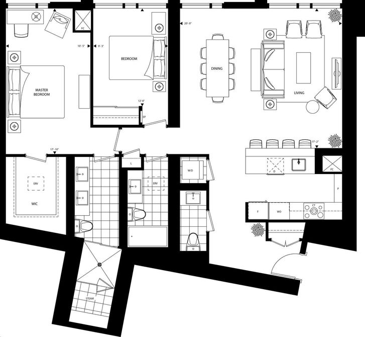 Ten York Condos by Tridel 2E Floorplan 2 bed & 2.5 bath