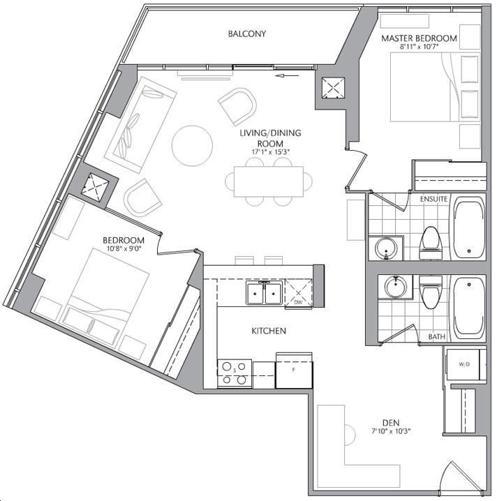 The Berwick Condo by Brown |model N Floorplan 2 bed & 2 bath