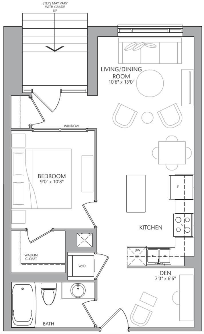 The Berwick Condo by Brown |model Y Floorplan 1 bed & 1 bath