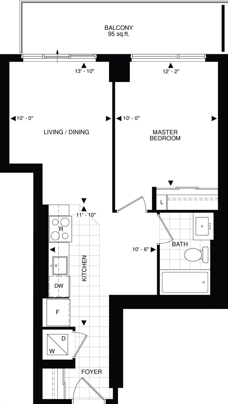 The Beverly Hills Condo by Great-Lands |A13 Floorplan 1 bed & 1 bath