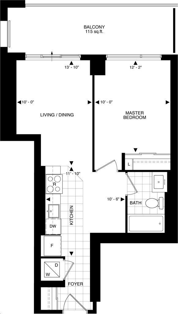 The Beverly Hills Condo by Great-Lands |A18 Floorplan 1 bed & 1 bath