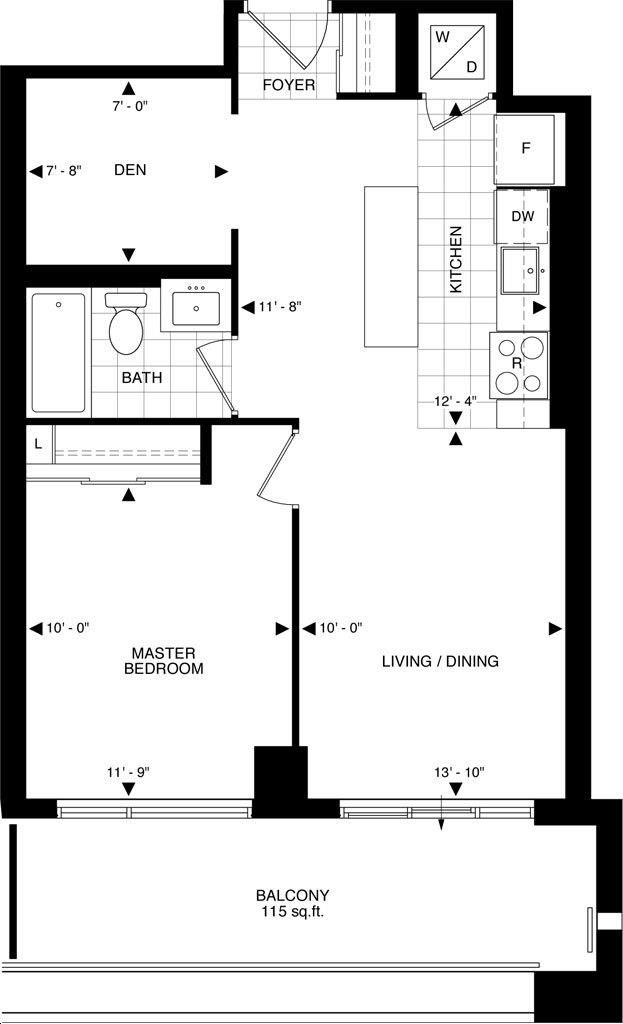 The Beverly Hills Condo by Great-Lands |B27a Floorplan 1 bed & 1 bath