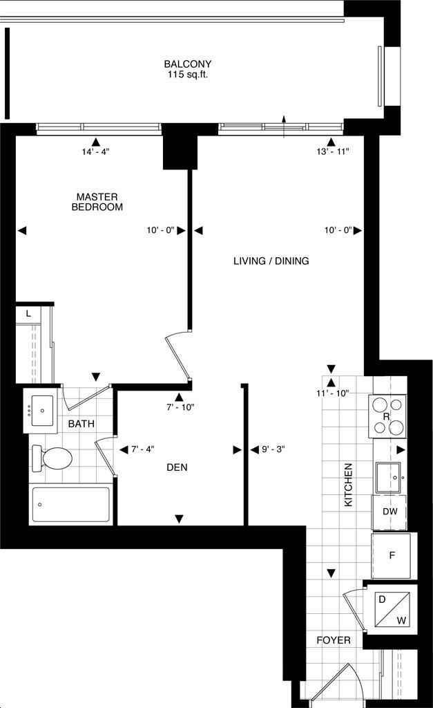 The Beverly Hills Condo by Great-Lands |B37a Floorplan 1 bed & 1 bath