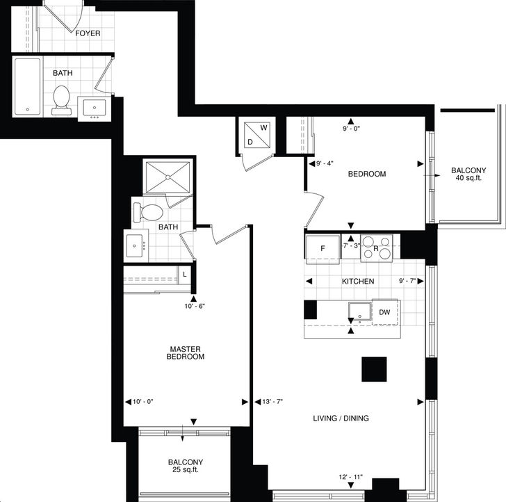 The Beverly Hills Condo by GreatLands C1 Floorplan 2 bed