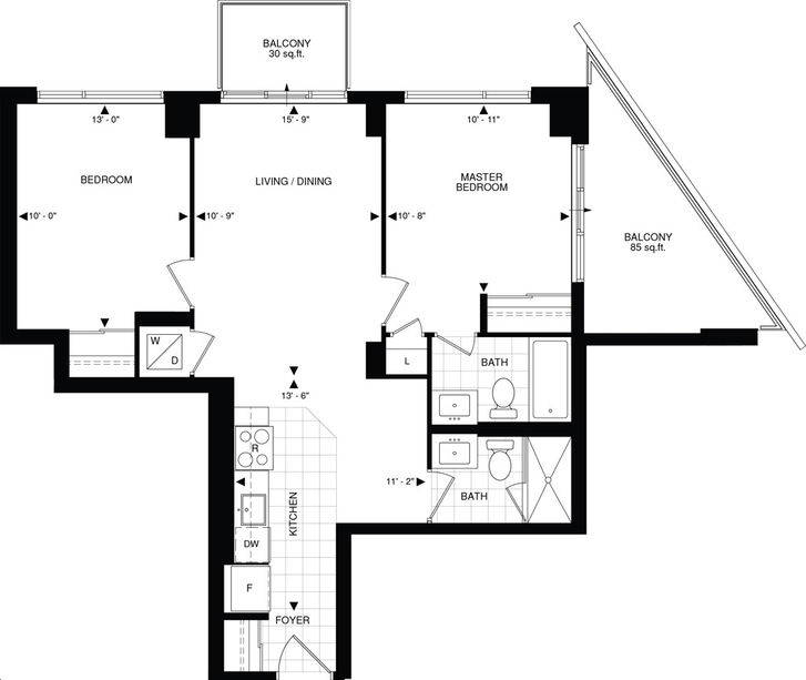 The Beverly Hills Condo by GreatLands C5 Floorplan 2 bed