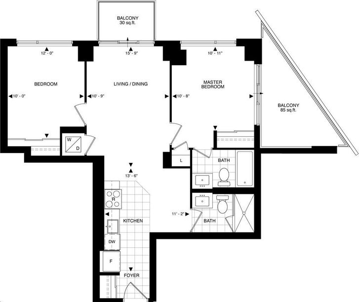 The Beverly Hills Condo by GreatLands C8 Floorplan 2 bed