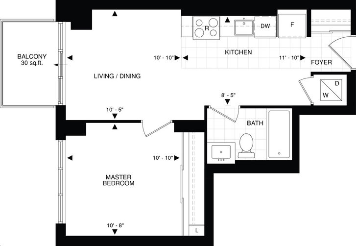 The Beverly Hills Condo by Great-Lands |sA43 Floorplan 1 bed & 1 bath