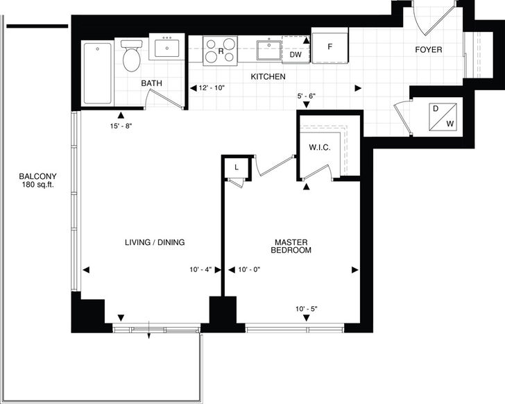 The Beverly Hills Condo by Great-Lands |sA50 Floorplan 1 bed & 1 bath