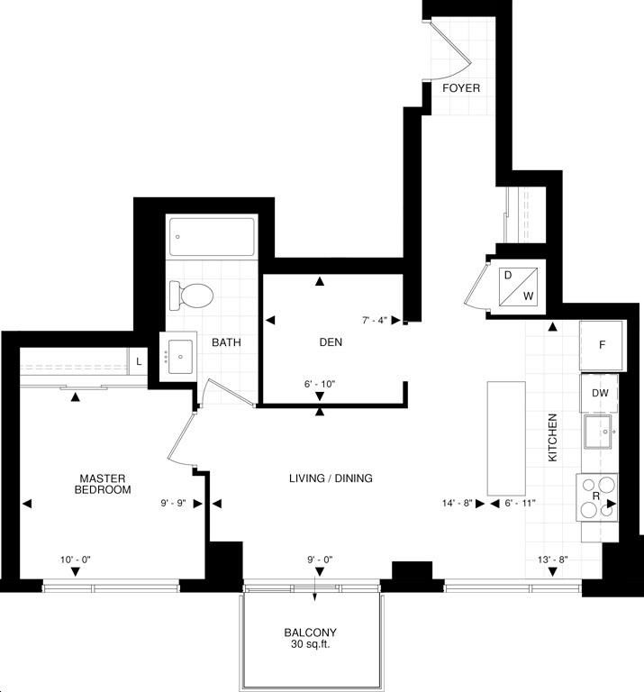 The Beverly Hills Condo by Great-Lands |sB81 Floorplan 1 bed & 1 bath