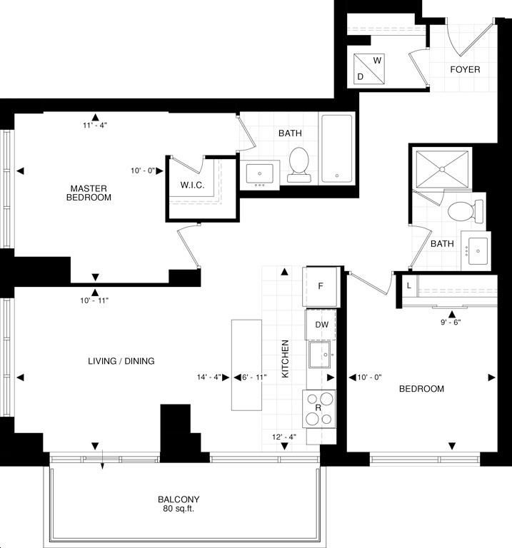 The Beverly Hills Condo by Great-Lands |sC16 Floorplan 2 bed & 1 bath