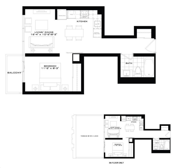 The Britt Condos by Lanterra Belvedere Floorplan 1 bed