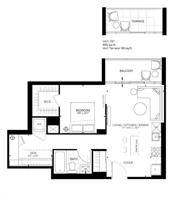 The Bronte Condos Oakville by Queensgate |Cascade Floorplan 1 bed & 1 bath