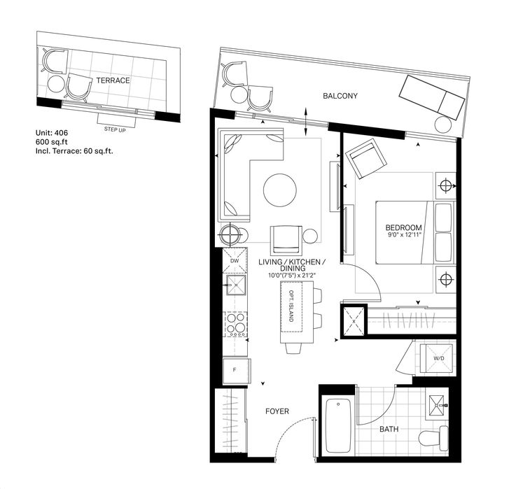 The Bronte Condos Oakville by Queensgate |Cranbrook Floorplan 1 bed & 1 ...